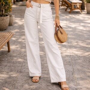 Boyish by Her White Button Fly Jeans w/ Belt High Rise Size 26